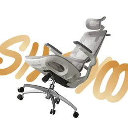 Sihoo M59AS, silla de oficina con respaldo partido y brazos 3D